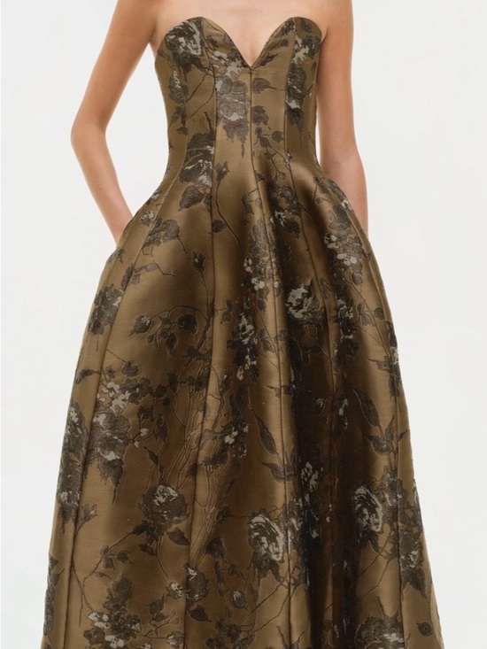 Simkhai Dresses & Skirts - Simkhai Elaria Strapless Jacquard Gown (bronze / olive)